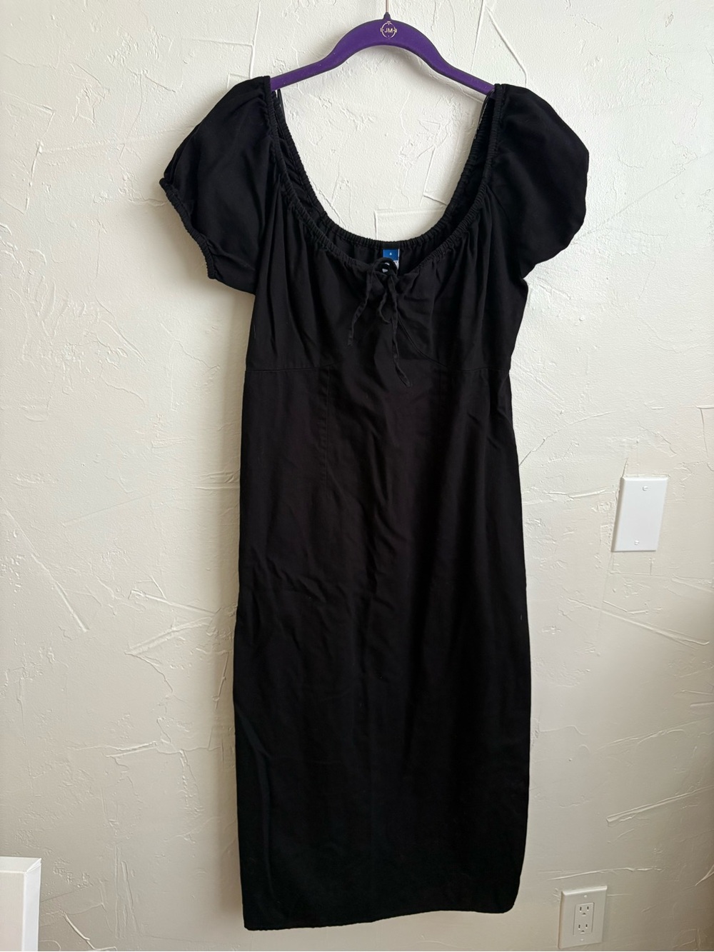 Old Navy Black Midi Scoop-Neck Dress